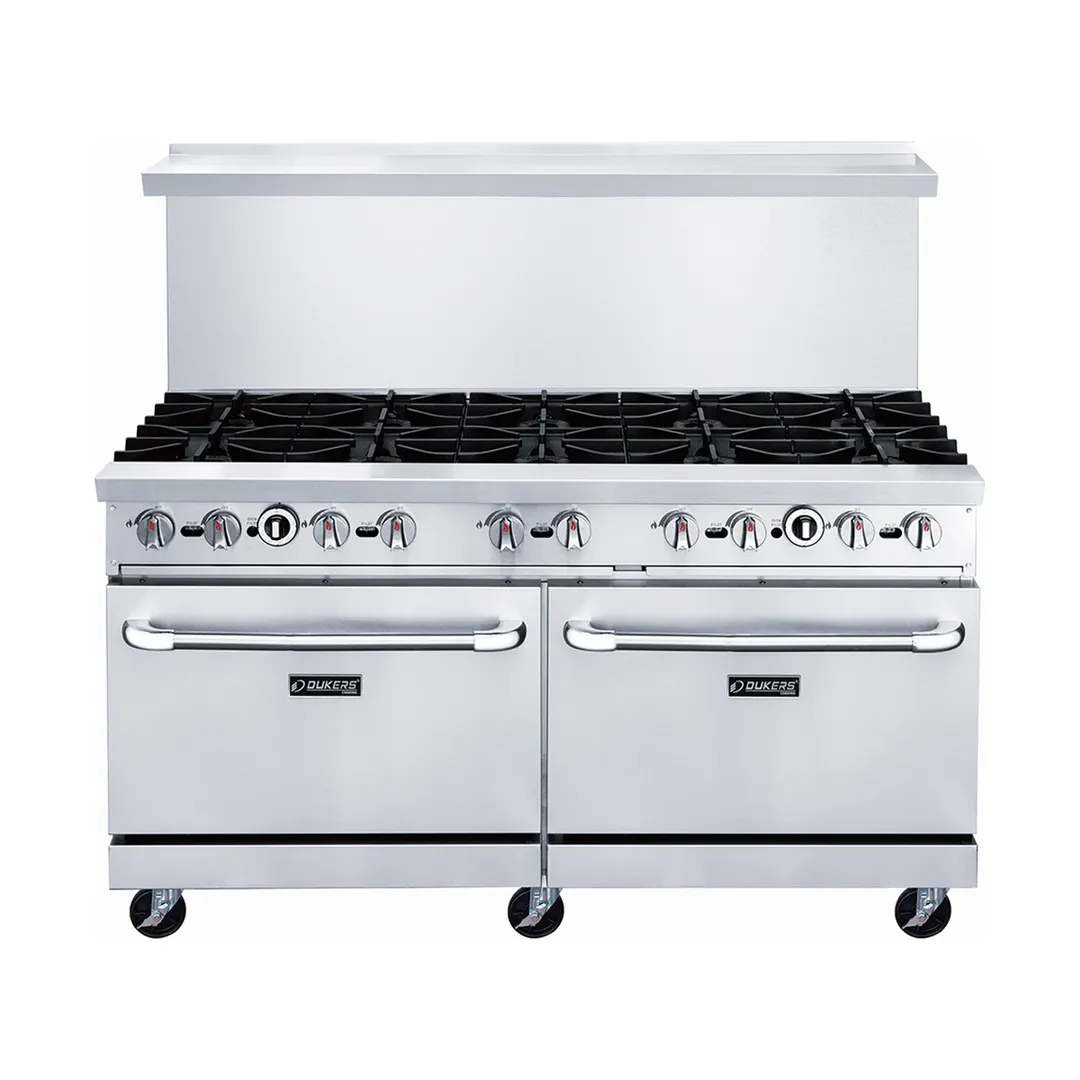 Dukers Appliance Co DCR60-10B 60" Gas Restaurant Range, 10 Burners, 2 Standard Ovens, 400.000 BTU
