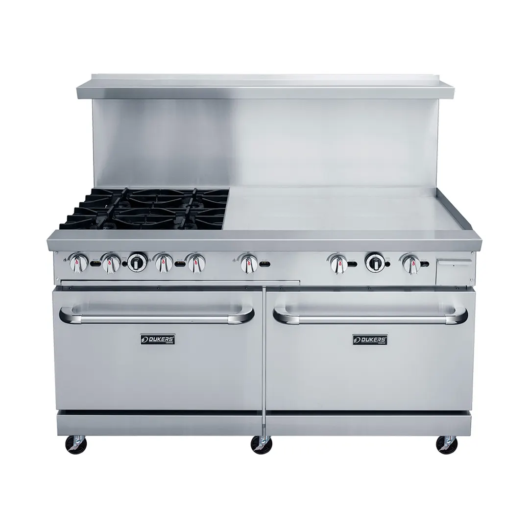 Dukers Appliance Co DCR60-4B36GM 60" Gas Restaurant Range, 4 Burners, 36" Griddle, 286.000 BTU 