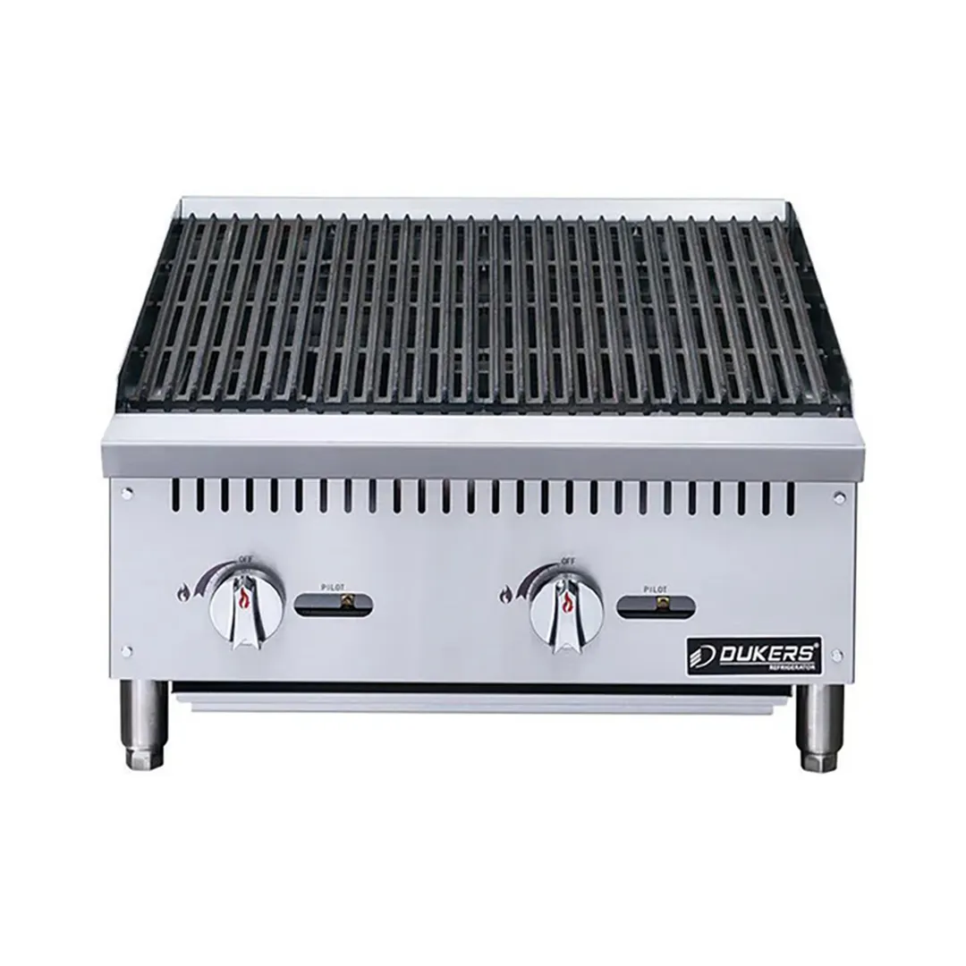 Dukers Appliance Co DCRB24 24" Countertop Gas Radiant/Lava Rock Charbroiler, 70.000 BTU