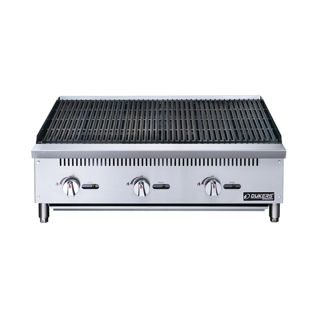 Dukers Appliance Co DCRB36 36" Countertop Gas Radiant/Lava Rock Charbroiler, 105.000 BTU