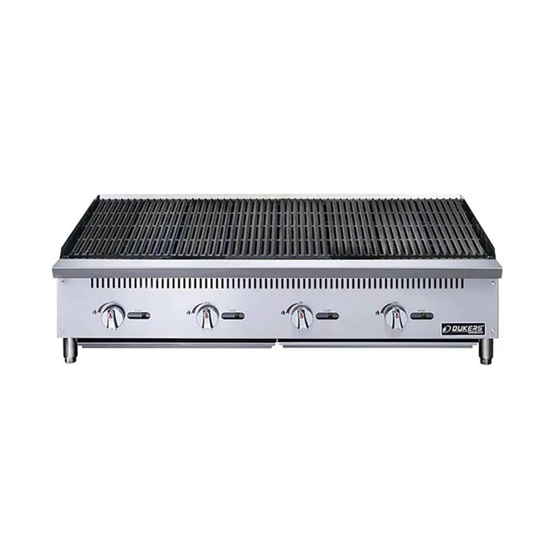 Dukers Appliance Co DCRB48 48" Countertop Gas Radiant/Lava Rock Charbroiler, 140.000 BTU