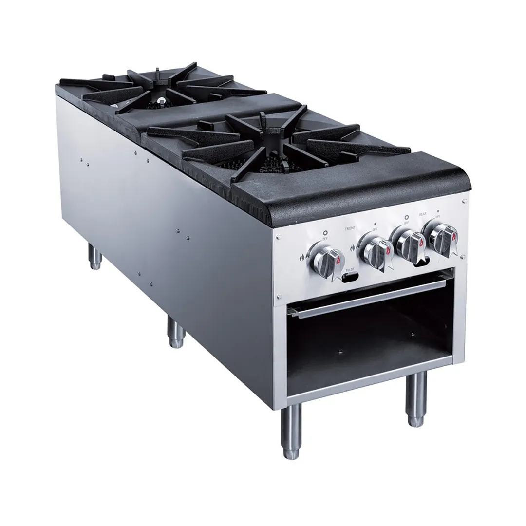 Dukers Appliance Co DCSPA2 18" (2) Cast Iron 3-Ring Burner Gas Stock Pot Range, 160.000 BTU
