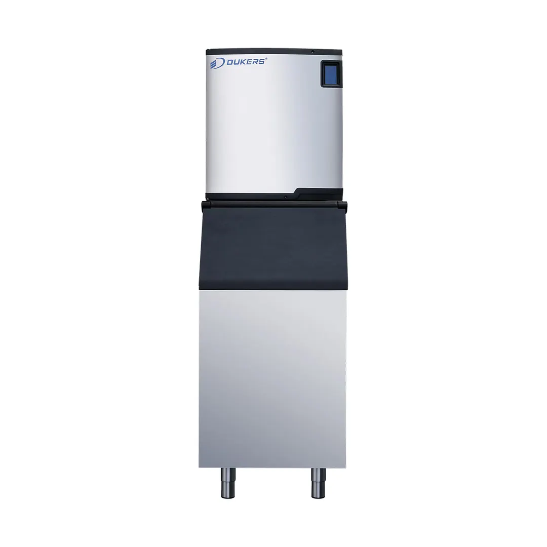 Dukers DIM-500A 22" Air Cooled Half Cube 496 lb Ice Machine with Bin, 352 lb Storage