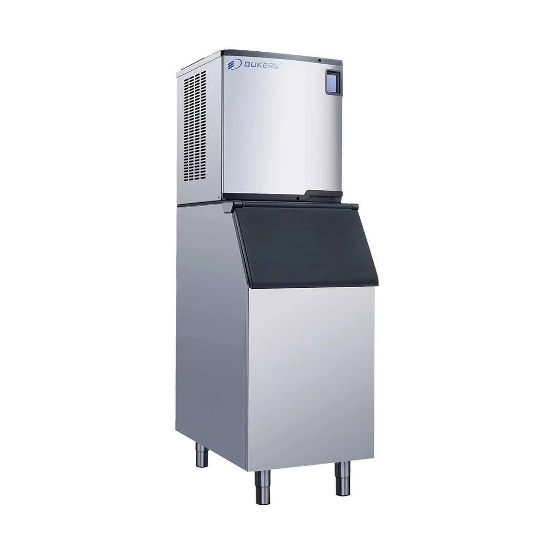 Dukers DIM-500A 22" Air Cooled Half Cube 496 lb Ice Machine with Bin, 352 lb Storage