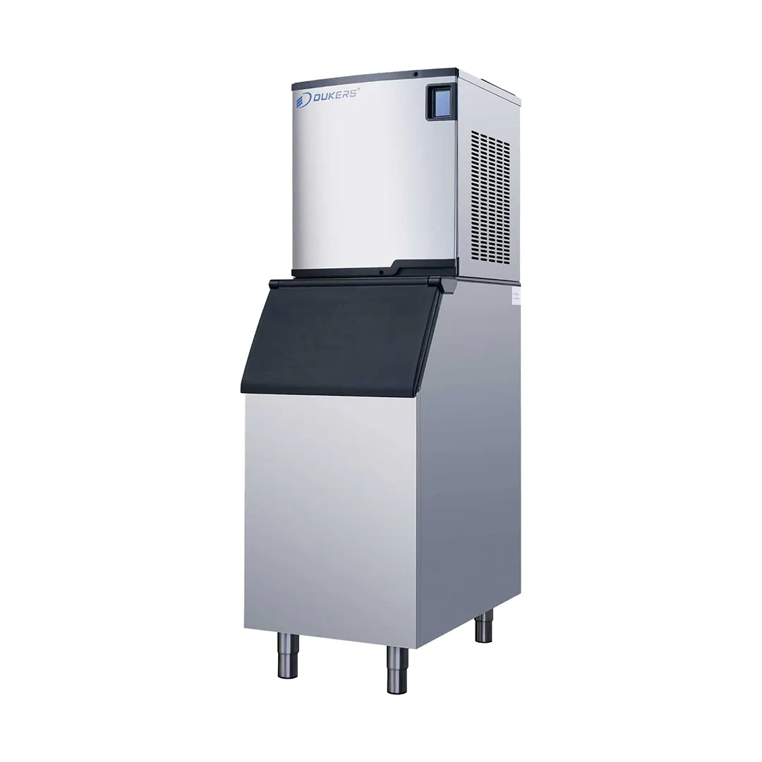 Dukers DIM-500A 22" Air Cooled Half Cube 496 lb Ice Machine with Bin, 352 lb Storage