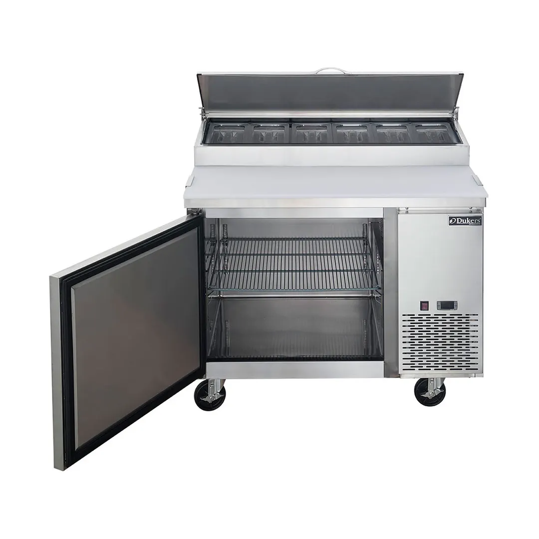 Dukers Appliance Co DPP44 44" Refrigerated Pizza Prep Table w/ 1 Door, (6) 1/3 Size Pans 