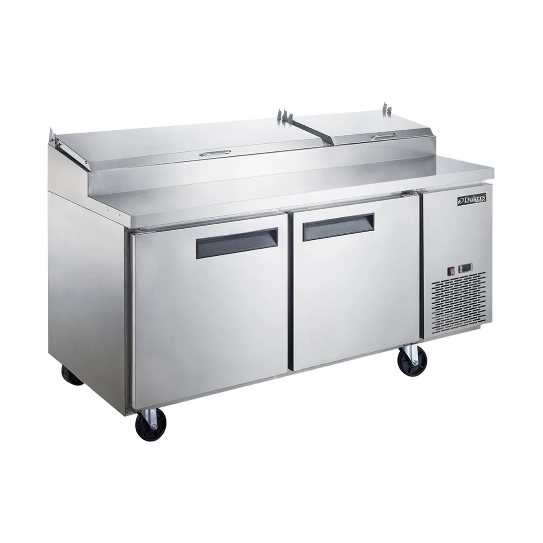 Dukers Appliance Co DPP70 70" Refrigerated Pizza Prep Table w/ 2 Doors, (9) 1/3 Size Pans 