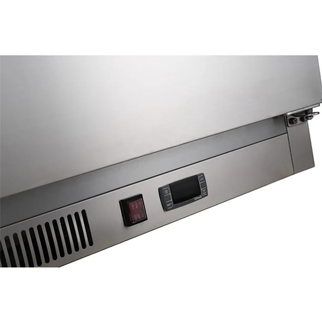 Dukers Appliance Co DPP70 70" Refrigerated Pizza Prep Table w/ 2 Doors, (9) 1/3 Size Pans 