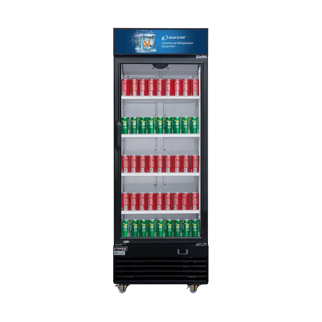 Dukers Appliance Co DSM-12R 25" One Glass Door Merchandiser Refrigerator in Black, 11.5 cu. ft.