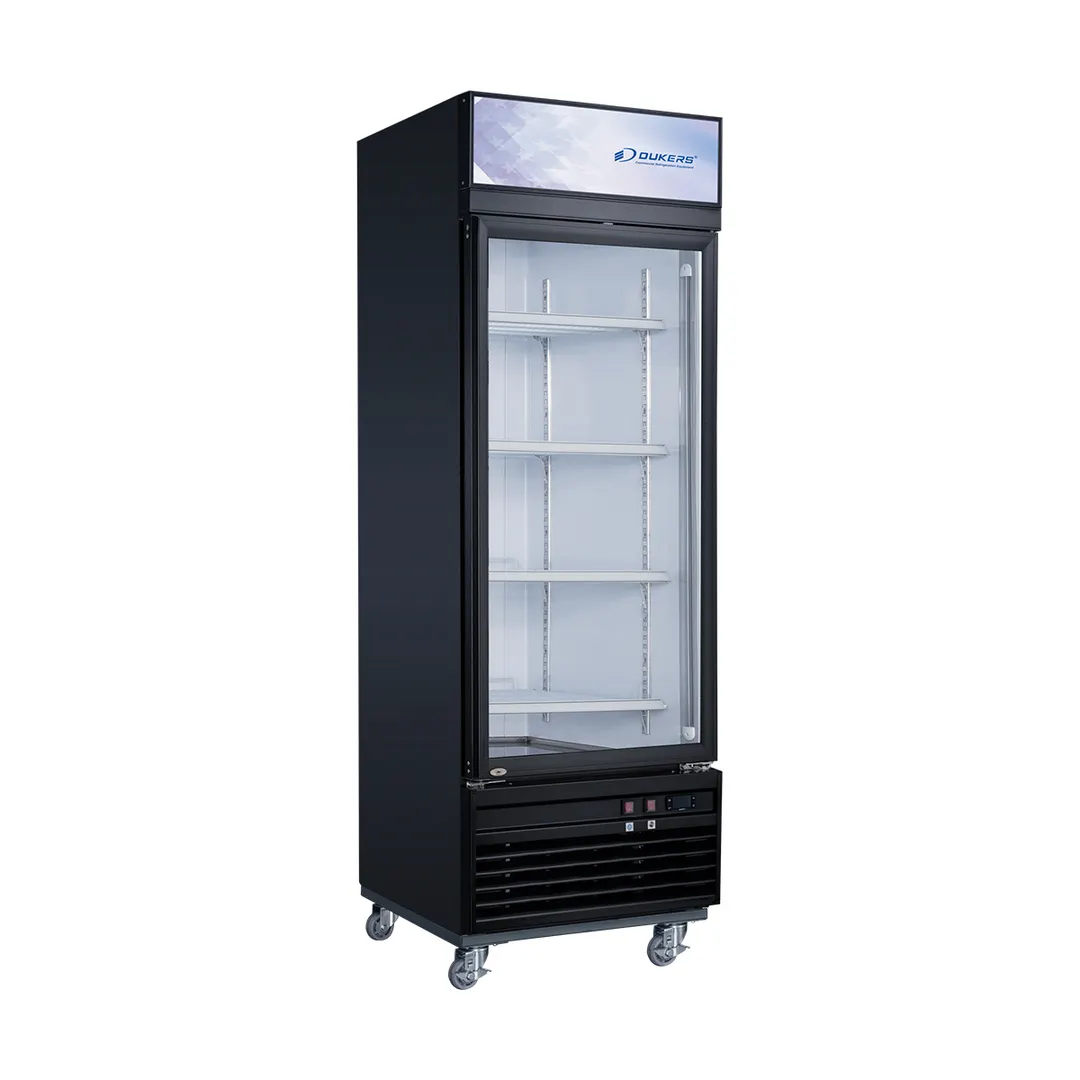 Dukers Appliance Co DSM-15F 27" One Glass Door Freezer Merchandiser in Black, 13.6 cu. ft.