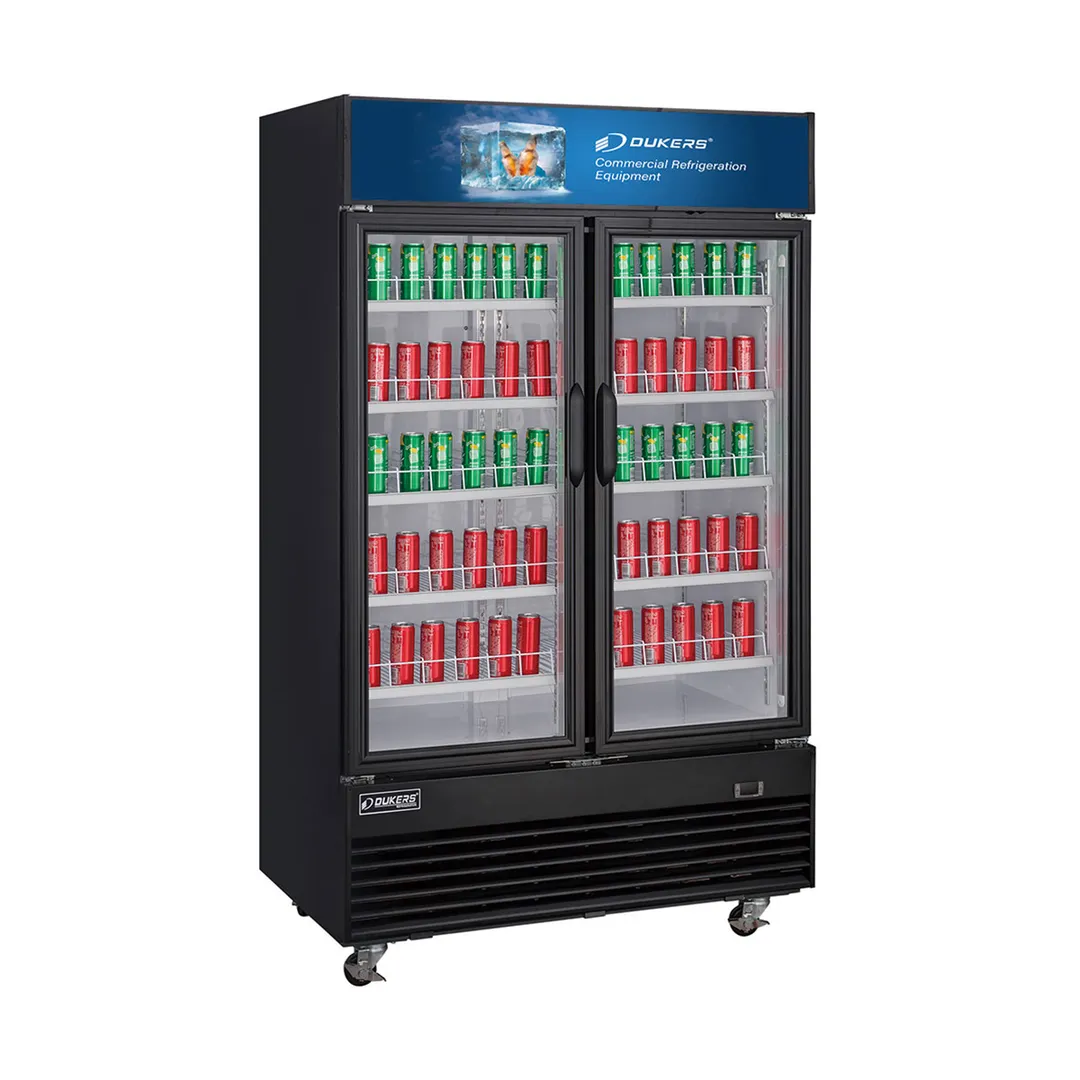 Dukers Appliance Co DSM-33R 47" Two Glass Door Merchandiser Refrigerator in Black, 33.5 cu. ft.