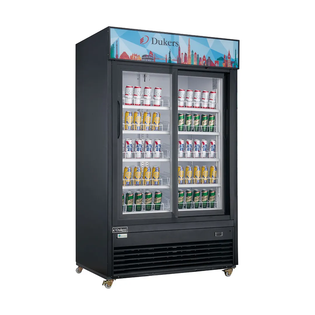 Dukers Appliance Co DSM-40SR 47" Two Glass Door Merchandiser Refrigerator in Black, 39 cu. ft.