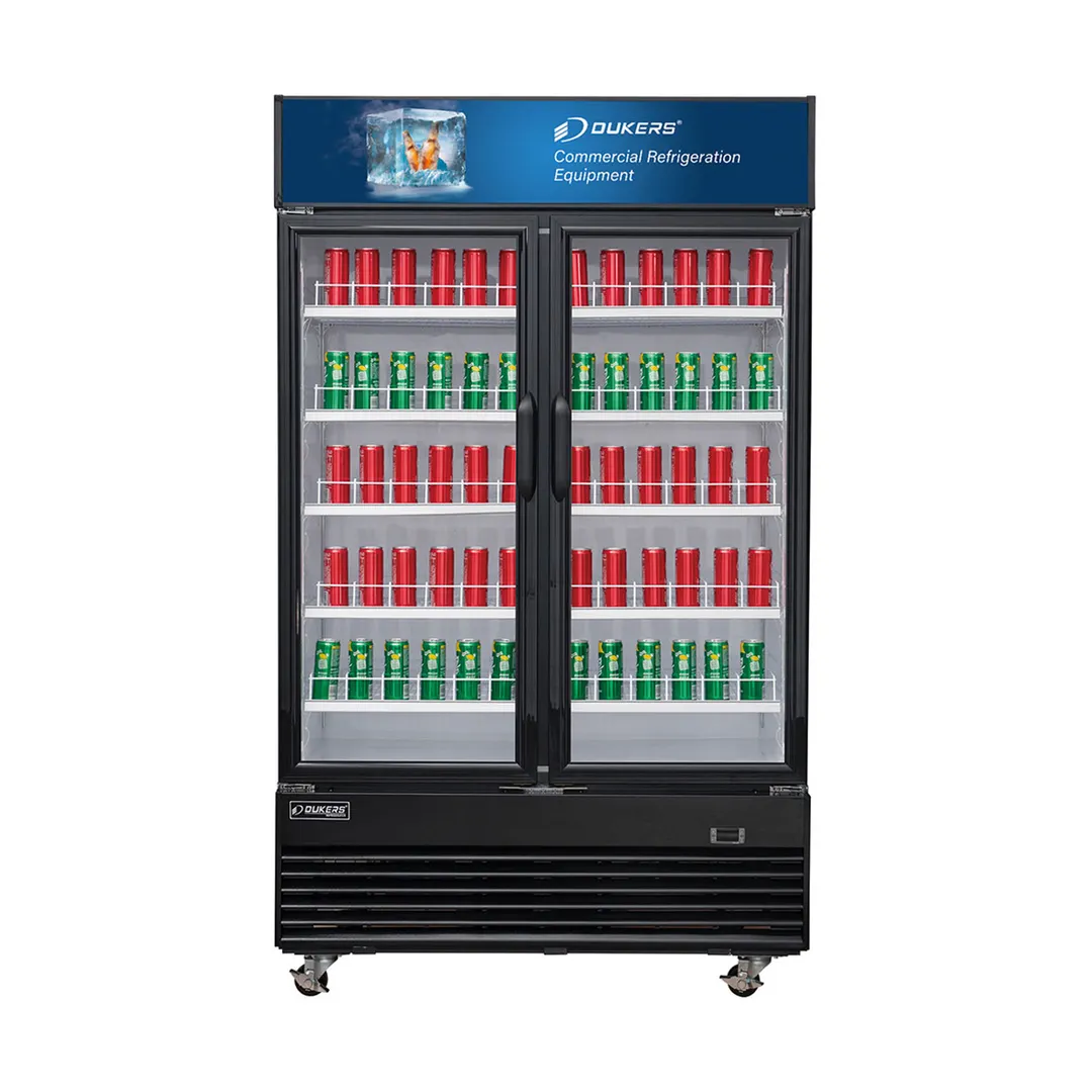 Dukers Appliance Co DSM-41R 47" Two Glass Door Merchandiser Refrigerator in Black, 41.3 cu. ft.