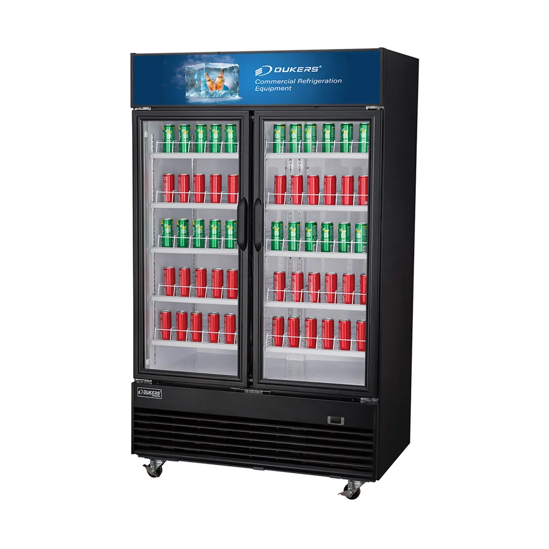 Dukers Appliance Co DSM-41R 47" Two Glass Door Merchandiser Refrigerator in Black, 41.3 cu. ft.