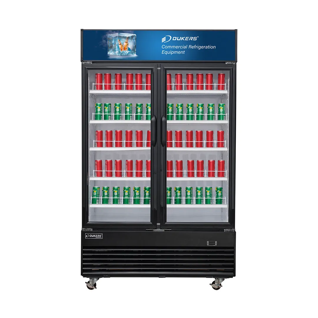 Dukers Appliance Co DSM-48R 54" Two Glass Door Merchandiser Refrigerator in Black, 48.7 cu. ft.