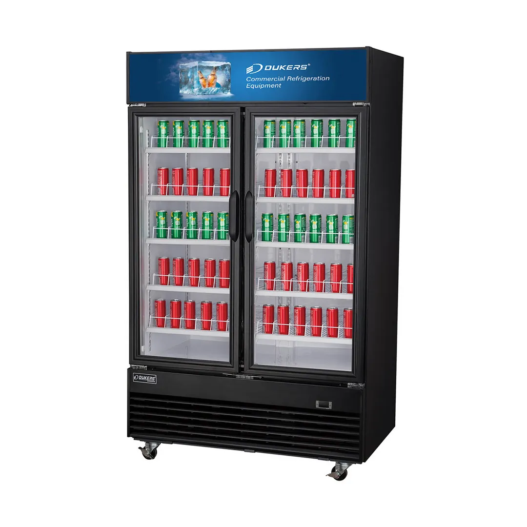 Dukers Appliance Co DSM-48R 54" Two Glass Door Merchandiser Refrigerator in Black, 48.7 cu. ft.