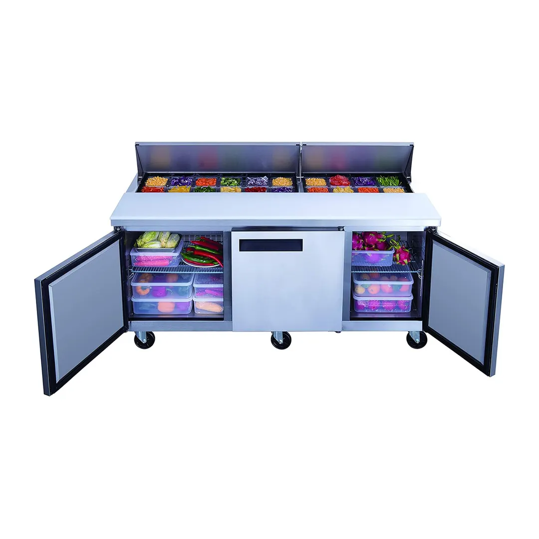 Dukers Appliance Co DSP72-20-S3 72" Sandwich/Salad Prep Table w/ 3 Doors, 18 Pans
