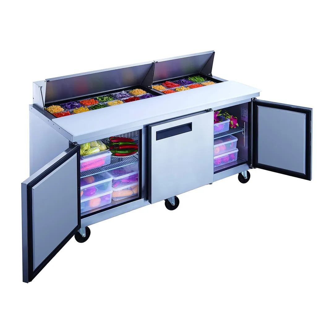 Dukers Appliance Co DSP72-20-S3 72" Sandwich/Salad Prep Table w/ 3 Doors, 18 Pans