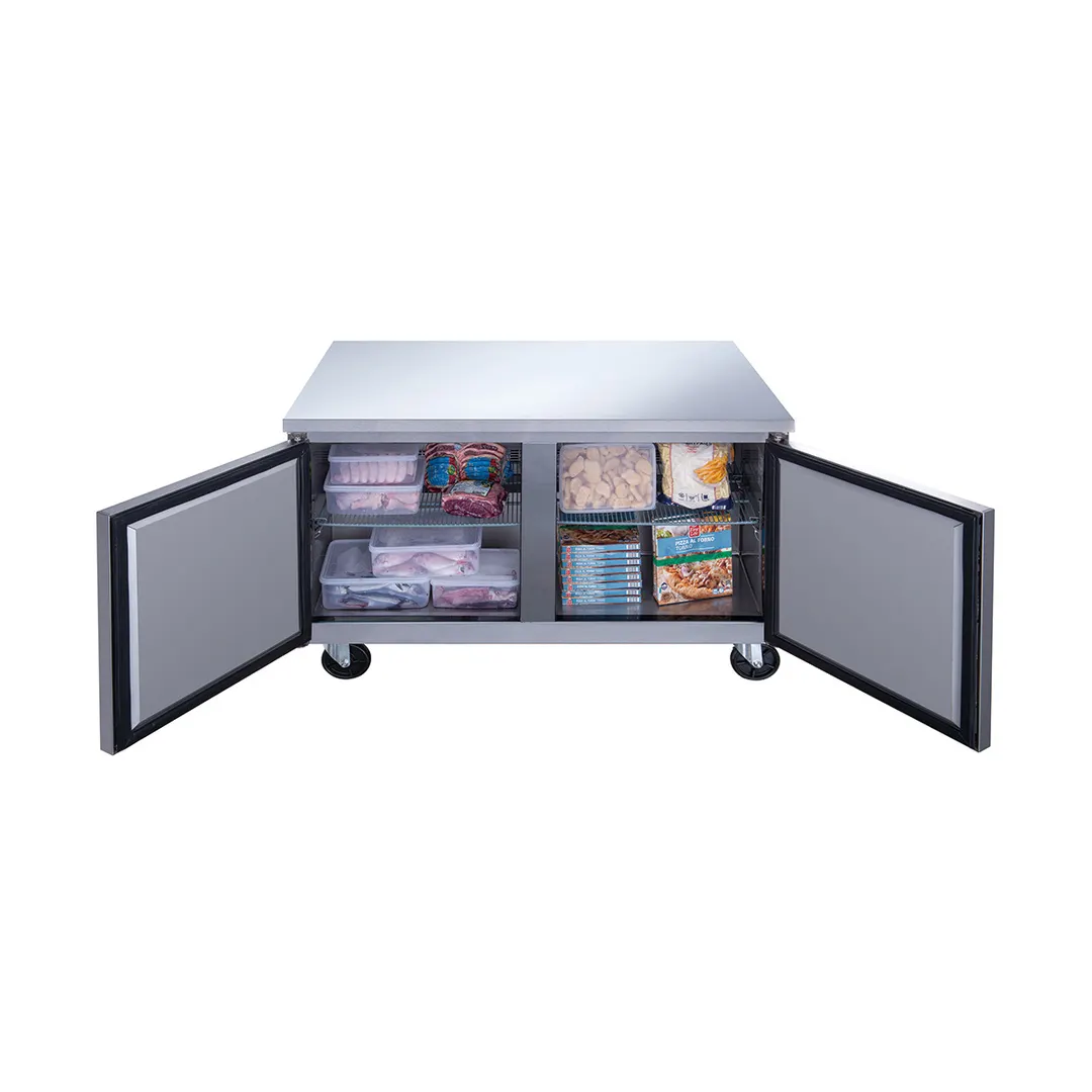 Dukers Appliance Co DUC60F 60" 2-Solid Door Undercounter Freezer, Stainless Steel, 15.53 cu. ft.