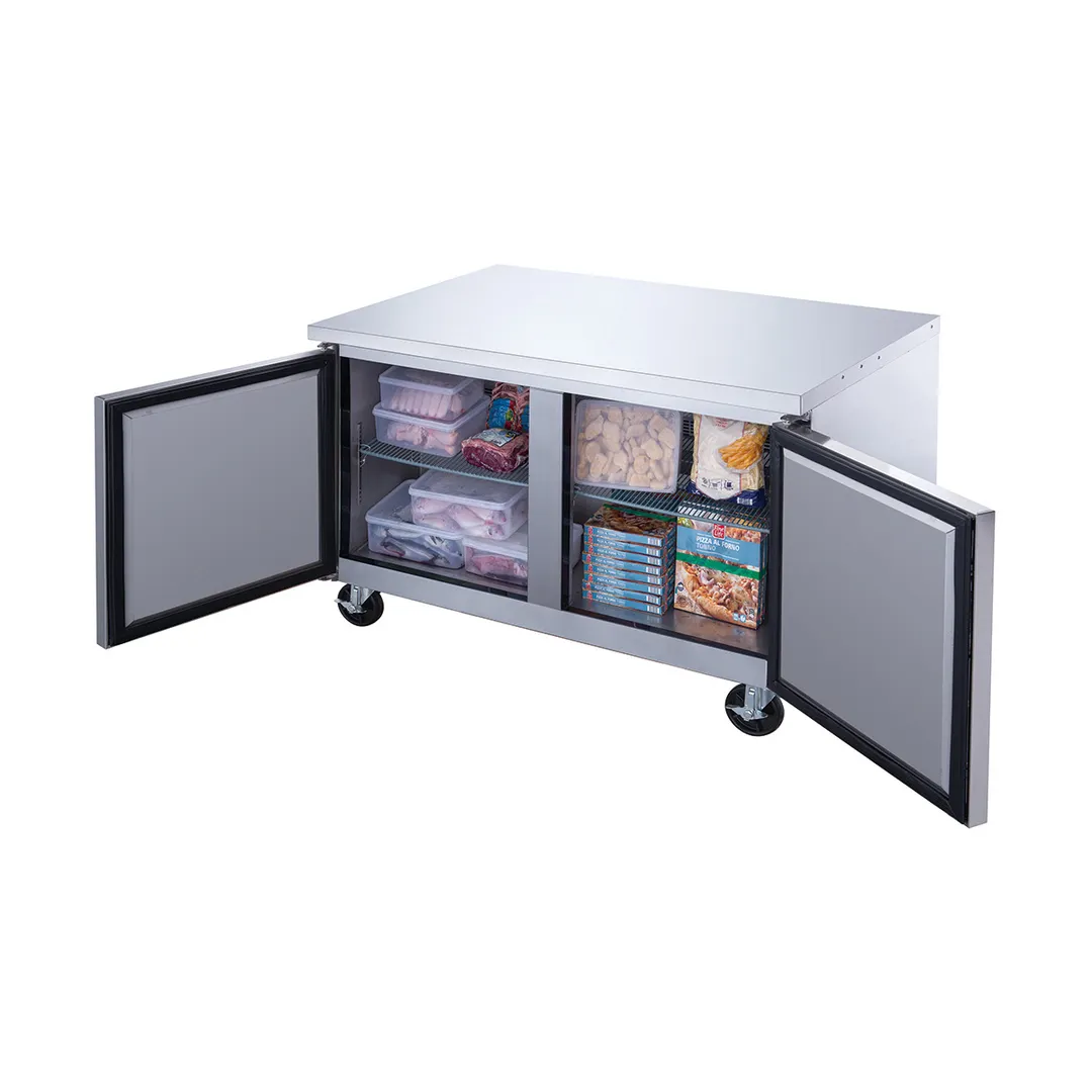 Dukers Appliance Co DUC60F 60" 2-Solid Door Undercounter Freezer, Stainless Steel, 15.53 cu. ft.