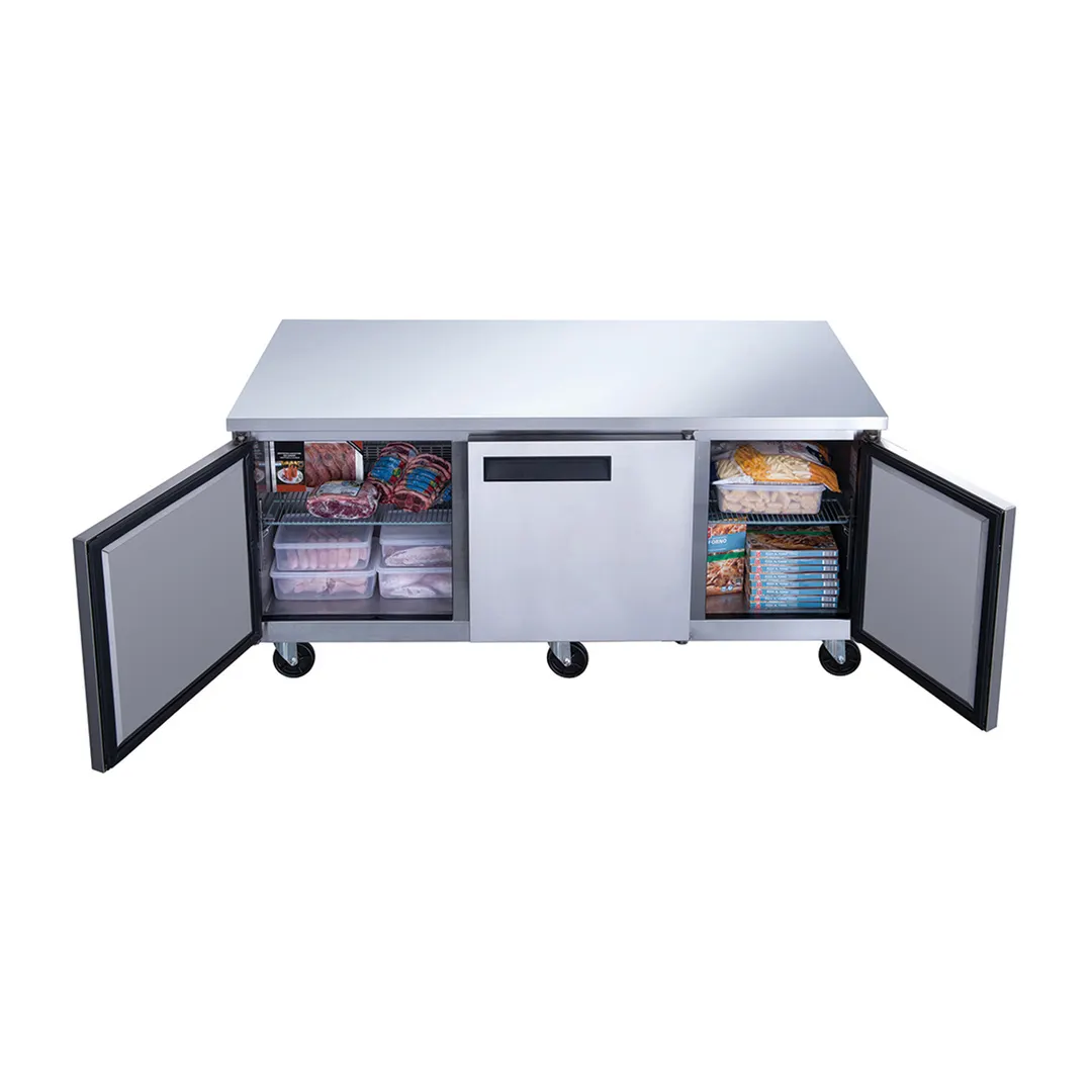 Dukers Appliance Co DUC72F 72" 3-Solid Door Undercounter Freezer, Stainless Steel, 19 cu. ft.