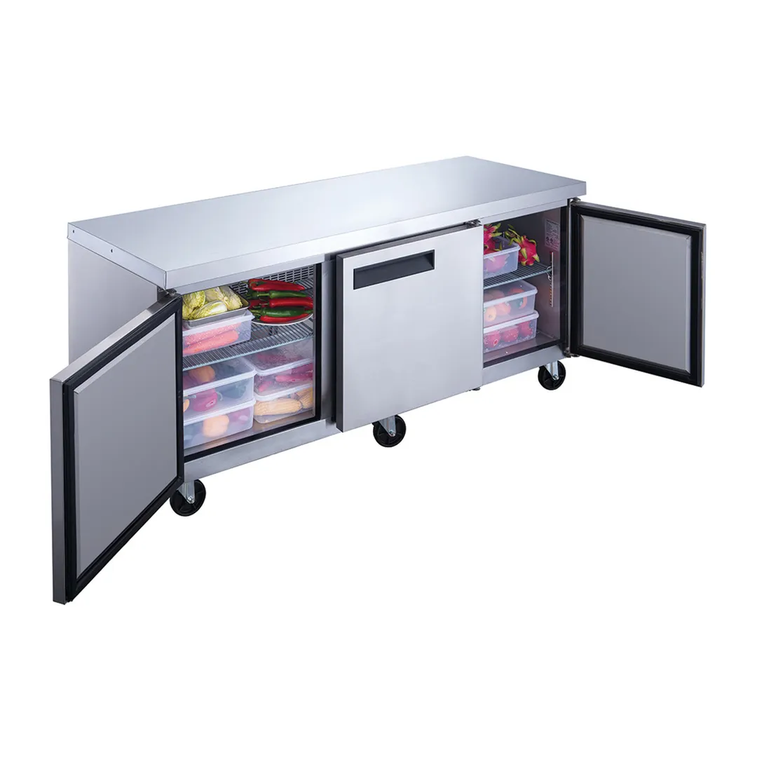 Dukers Appliance Co DUC72R 72" 3-Doors Undercounter Refrigerator, Stainless Steel, 18.96 cu. ft.
