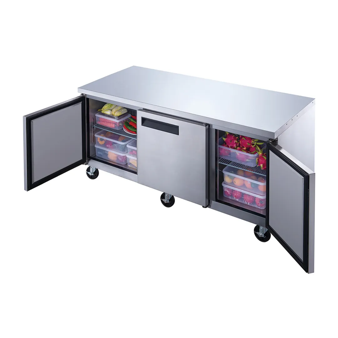 Dukers Appliance Co DUC72R 72" 3-Doors Undercounter Refrigerator, Stainless Steel, 18.96 cu. ft.