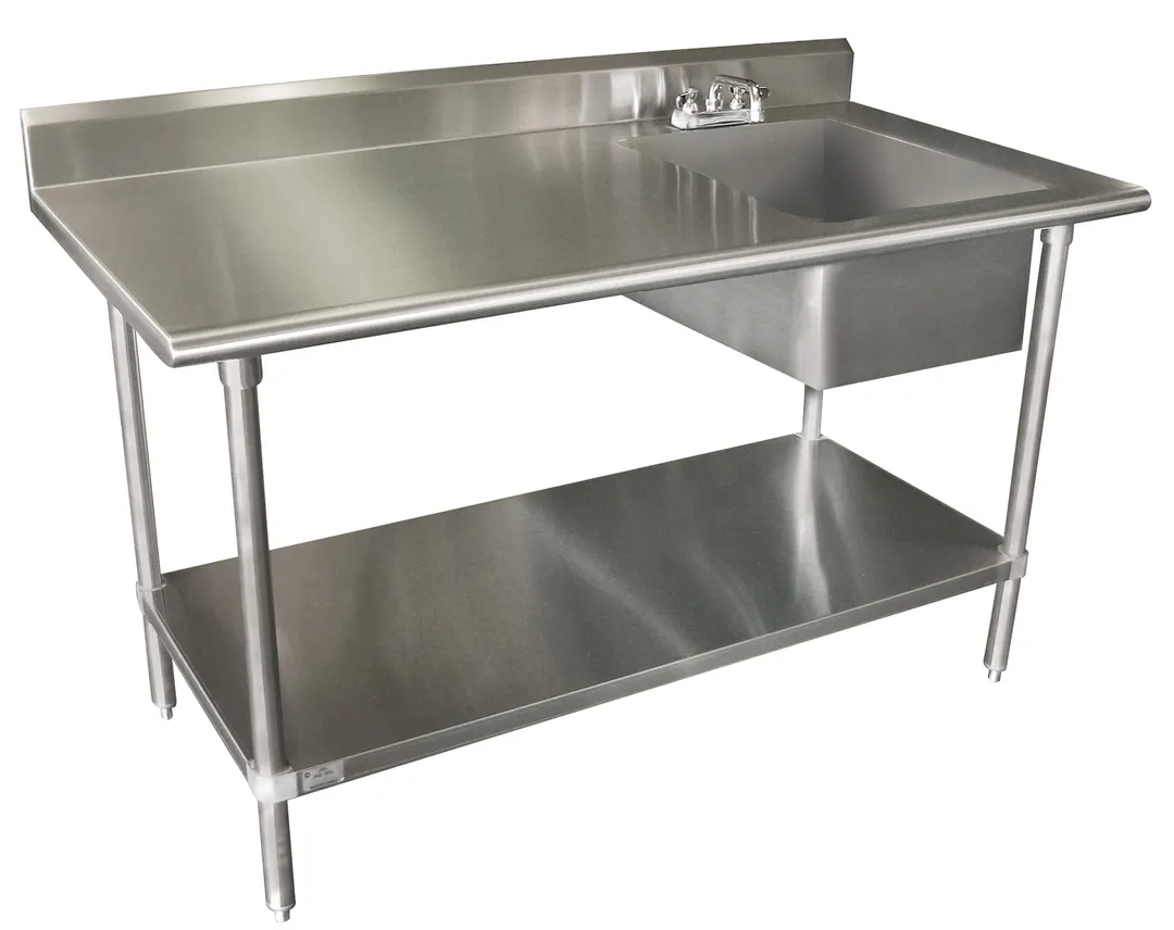 Advance Tabco KSLAG-11B-304R-X with Prep Sink(s) Work Table