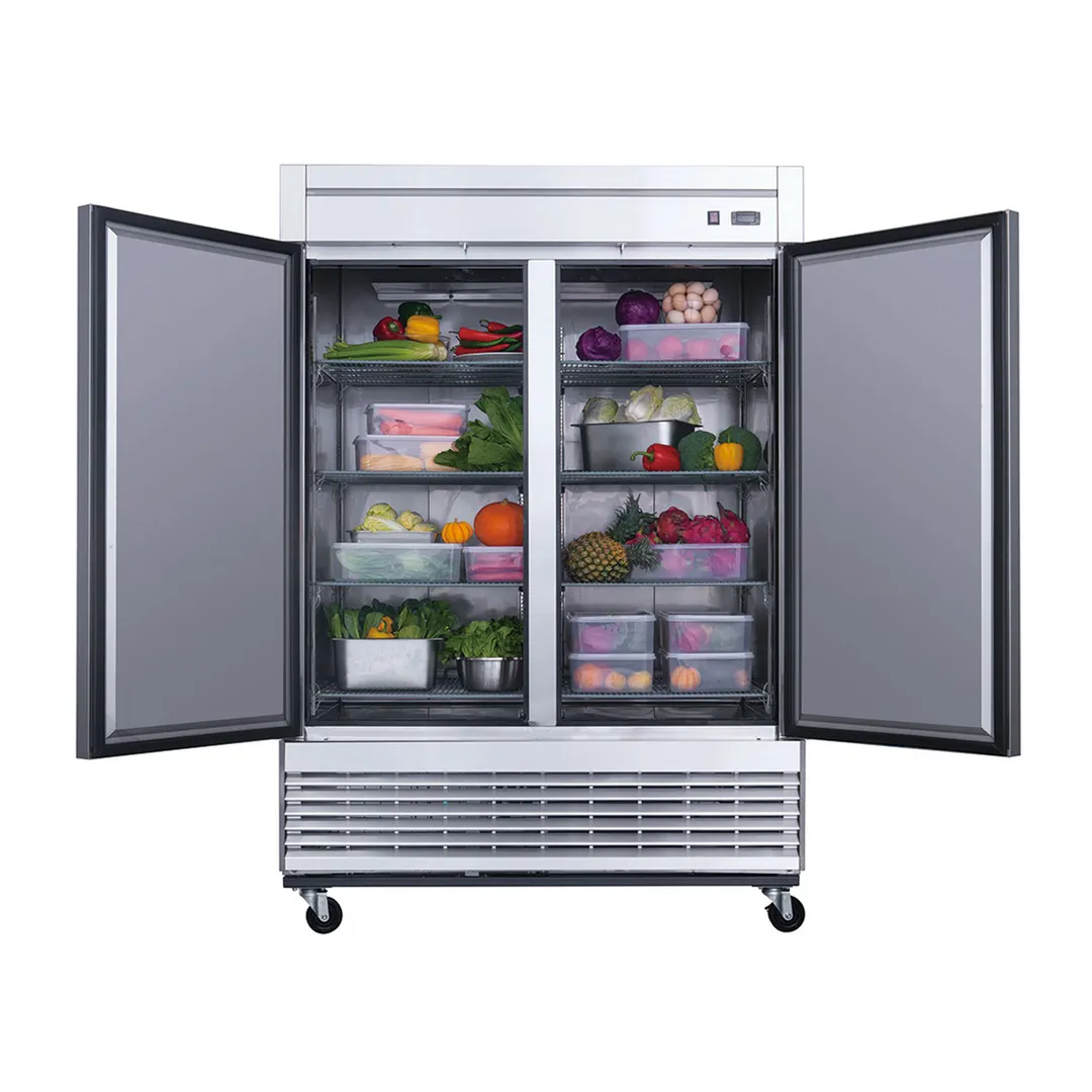 Dukers Appliance Co D55R 55" 2-Solid Door Reach-In Refrigerator, Bottom Mount, 40.74 cu. ft.