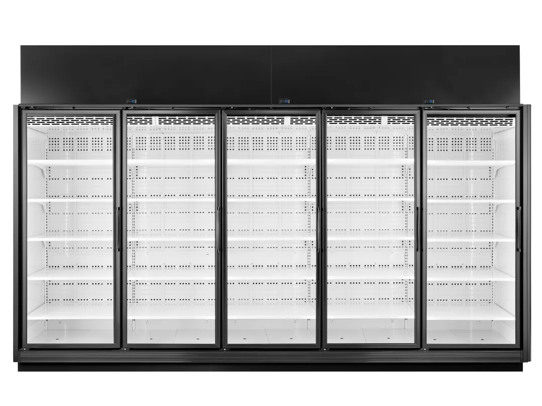 True TRM5L-YN-BLK-WHT-1BLKLLLLL-4 158" 5-Door Freezer Retail Merchandiser, Black Exterior, 192.6 cu. ft, All Left Door