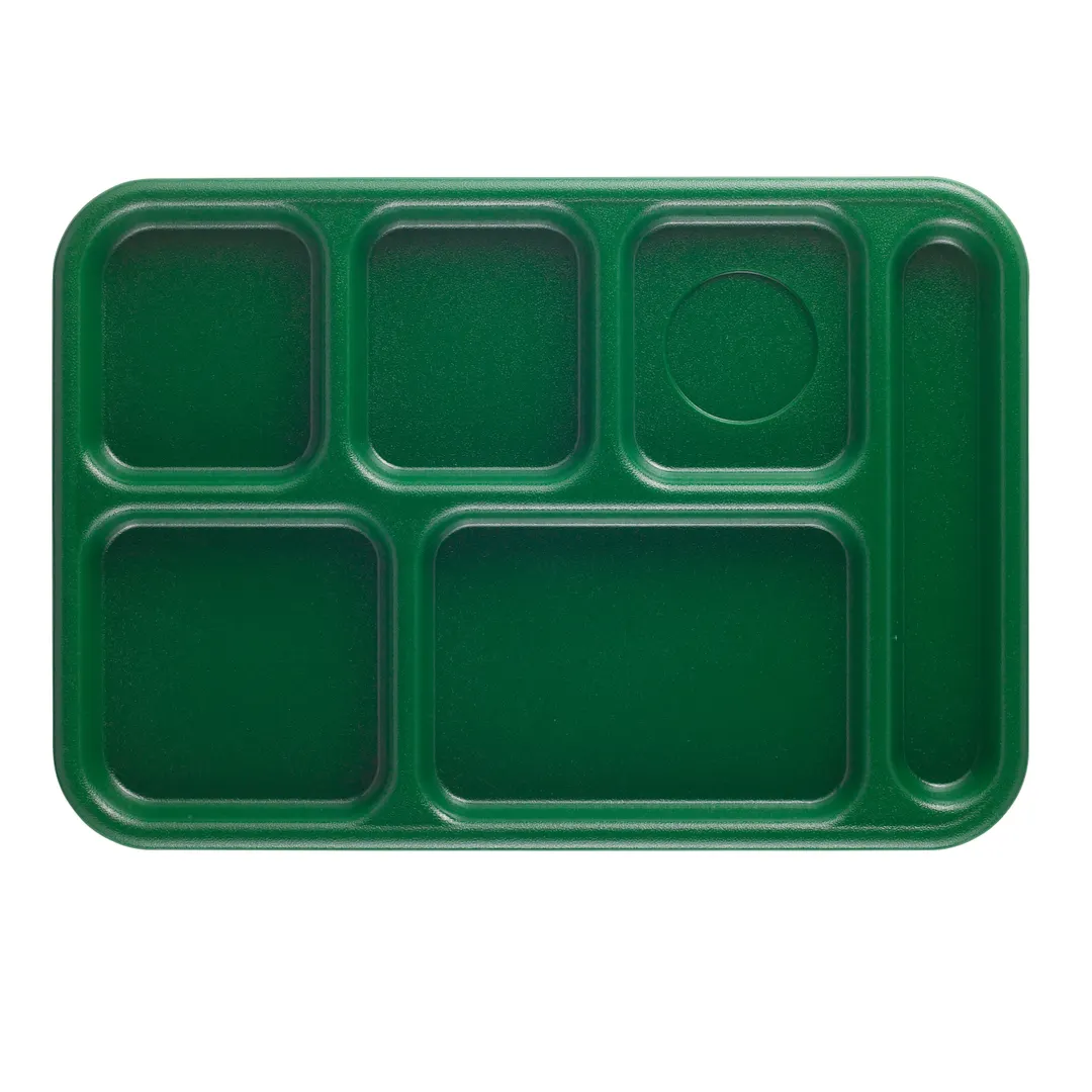 Cambro 10146CW119 6‑Compartment Tray, 10" x 14½" Polycarbonate, Green, Dishwasher Safe