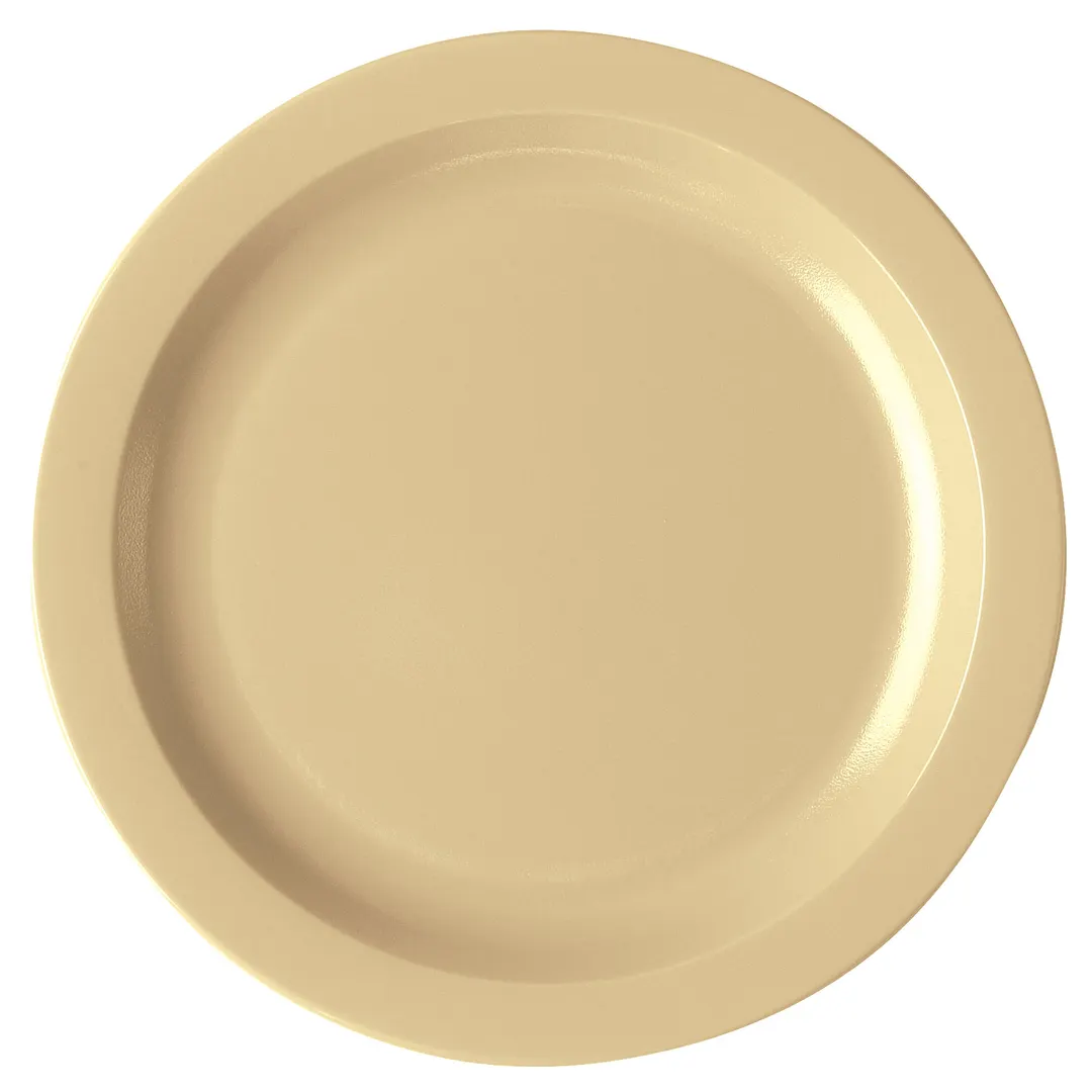 Cambro 10CWNR133 - 10" Beige Polycarbonate Plate, Narrow Rim, Gloss Finish, Scratch‑Resistant
