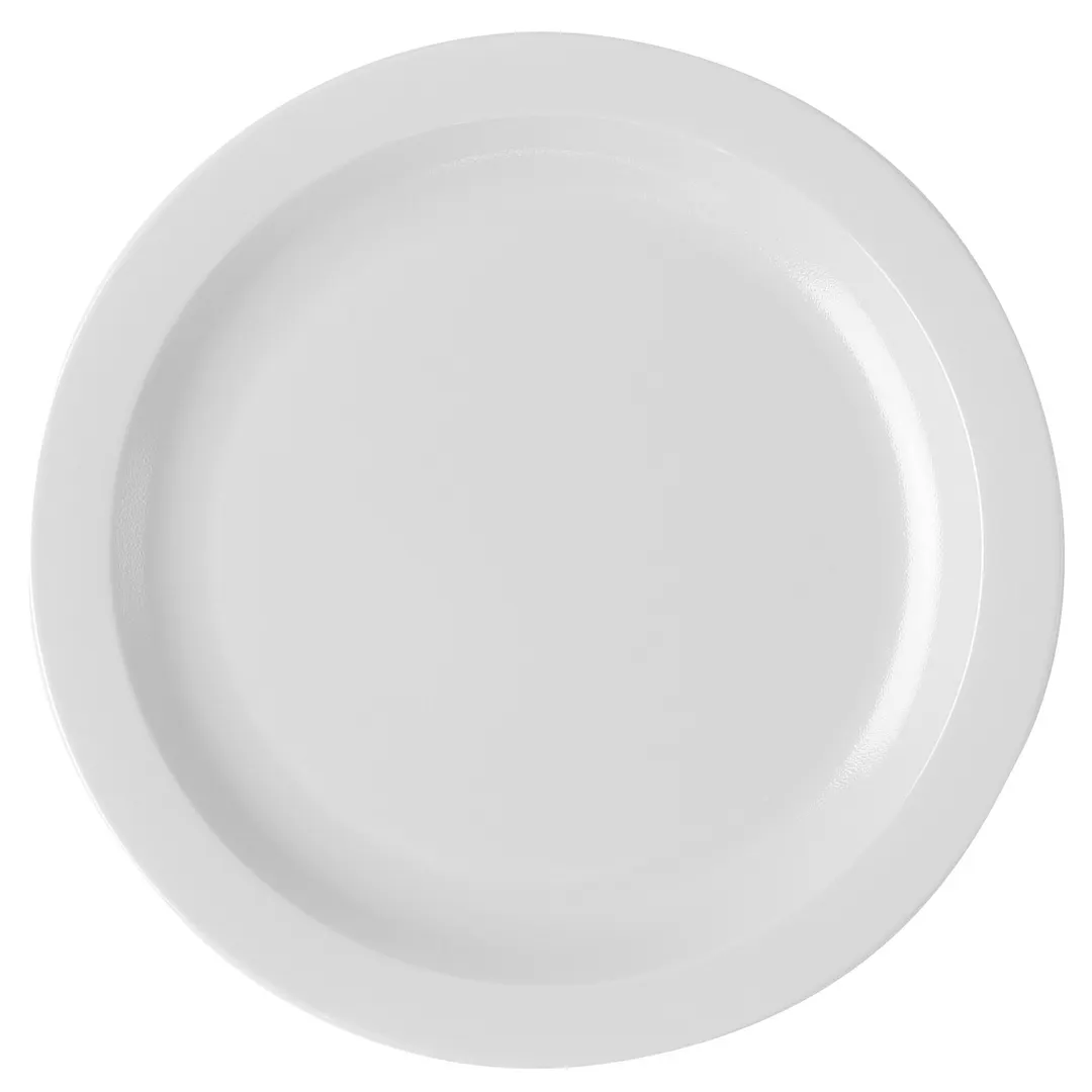 Cambro 10CWNR148 Plate, 10‑Inch White Polycarbonate, Narrow Rim, Scratch‑Resistant Finish, NSF