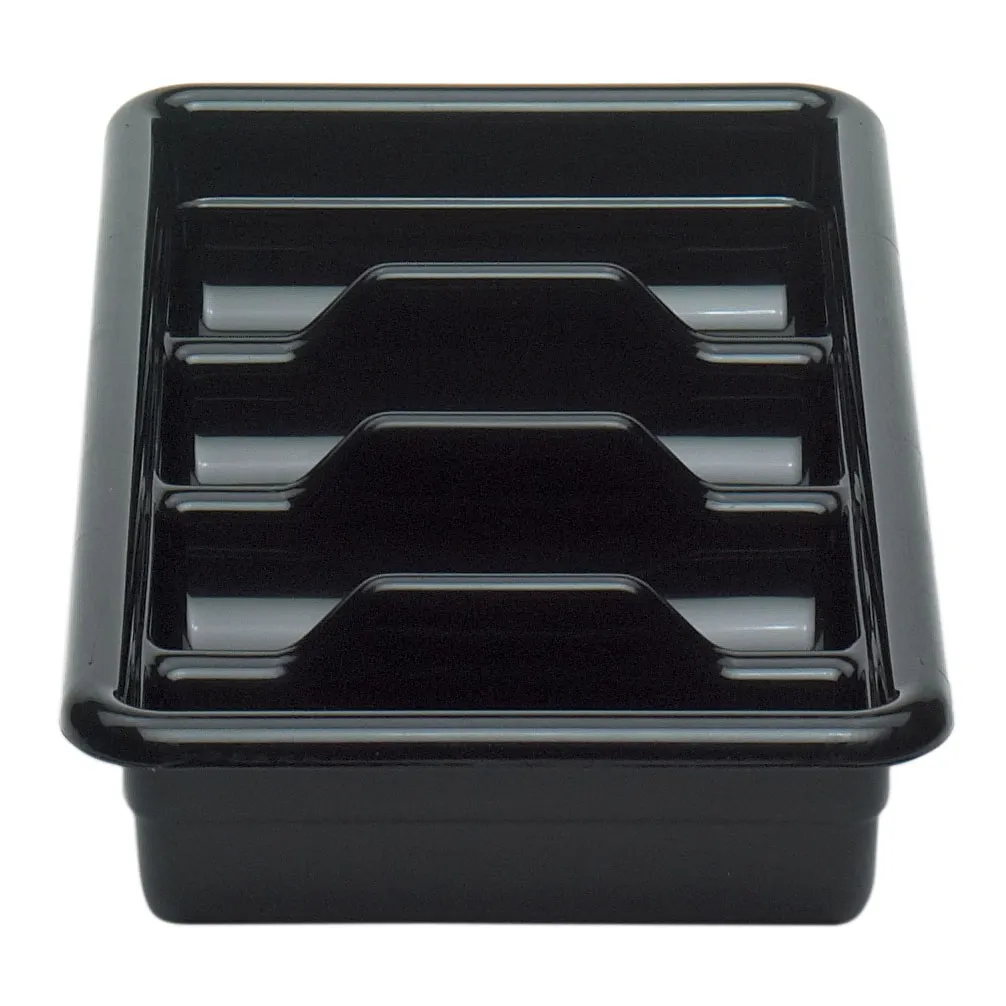 Cambro 1120CBP110 Cutlery Box, 11-3/8"L x 20-7/16"W x 3-3/4"H, 4-Compartment, Hi-Gloss Plastic, Black