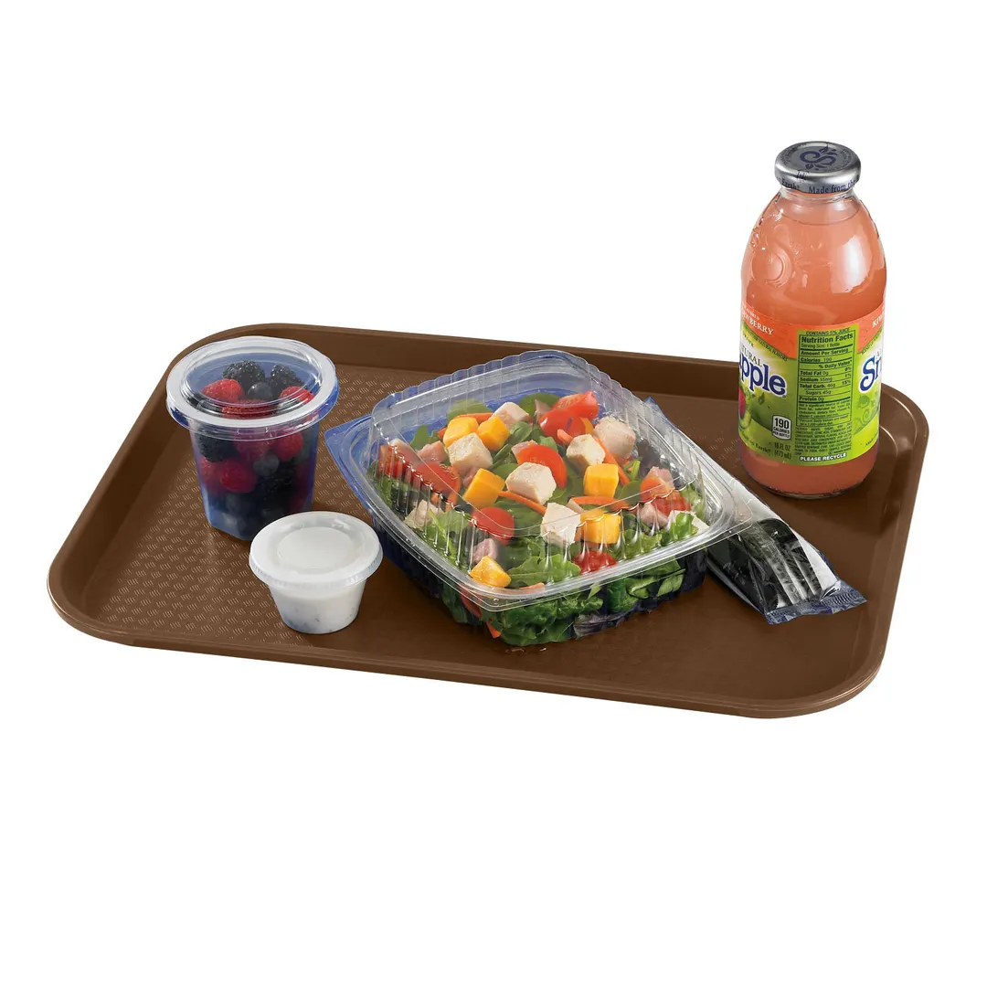Cambro 1216FF167 Fast Food Tray - 12" x 16" Rigid-Bottom, Polypropylene, Brown, Dishwasher Safe