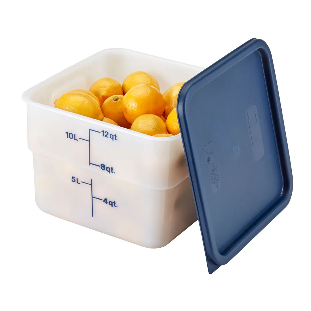 Cambro 12SFSP148 12‑qt, 11.25×12.25×8.31 in, White Poly, Blue Handles, Dishwasher Safe, NSF