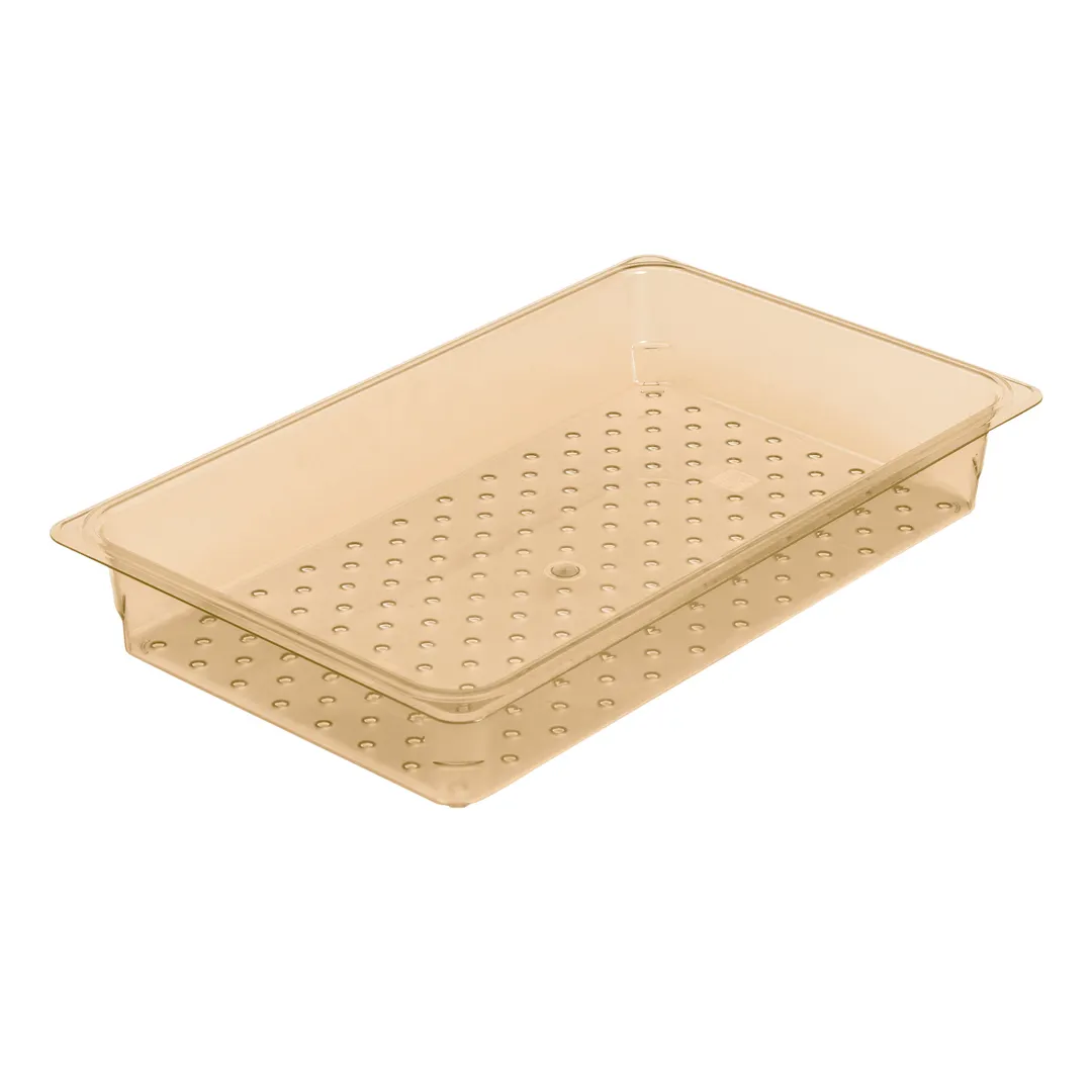 Cambro 13CLRHP150 H‑Pan Full‑Size Colander, 3" Deep, Amber Plastic, NSF, -40°F–300°F