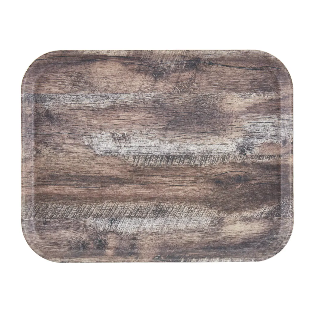 Cambro 1418DCET825 18" x 14" Dark Oak Fiberglass Rectangular Tray, NSF, Dishwasher Safe