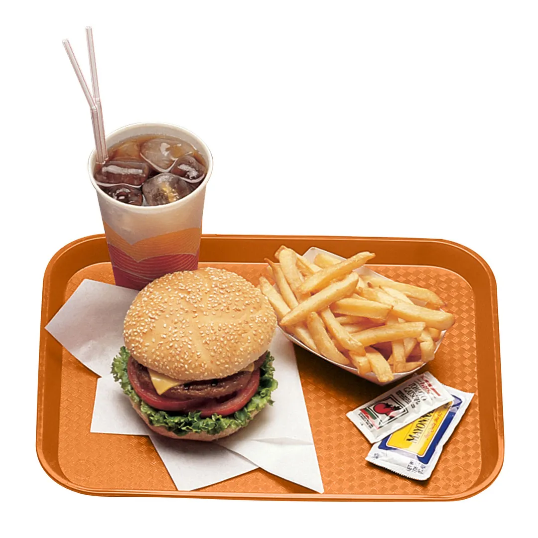 Cambro 1418FF166 Fast Food Tray – 13-13/16" x 17-3/4" Orange Polypropylene, Dishwasher Safe, NSF
