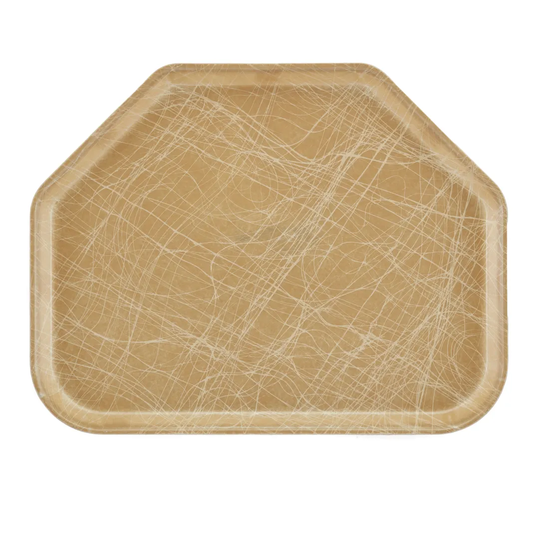 Cambro 1418TR214 Trapezoid Serving Tray, 14" x 18" Fiberglass, Tan, Dishwasher Safe, Made In USA