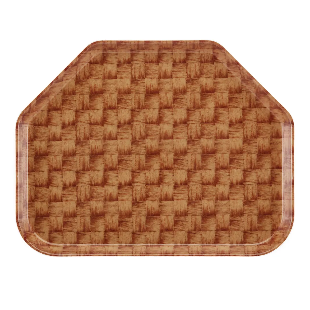 Cambro 1418TR301 Trapezoid Tray, 14" x 18", Fiberglass, Wood Color, Dishwasher Safe, Made in USA