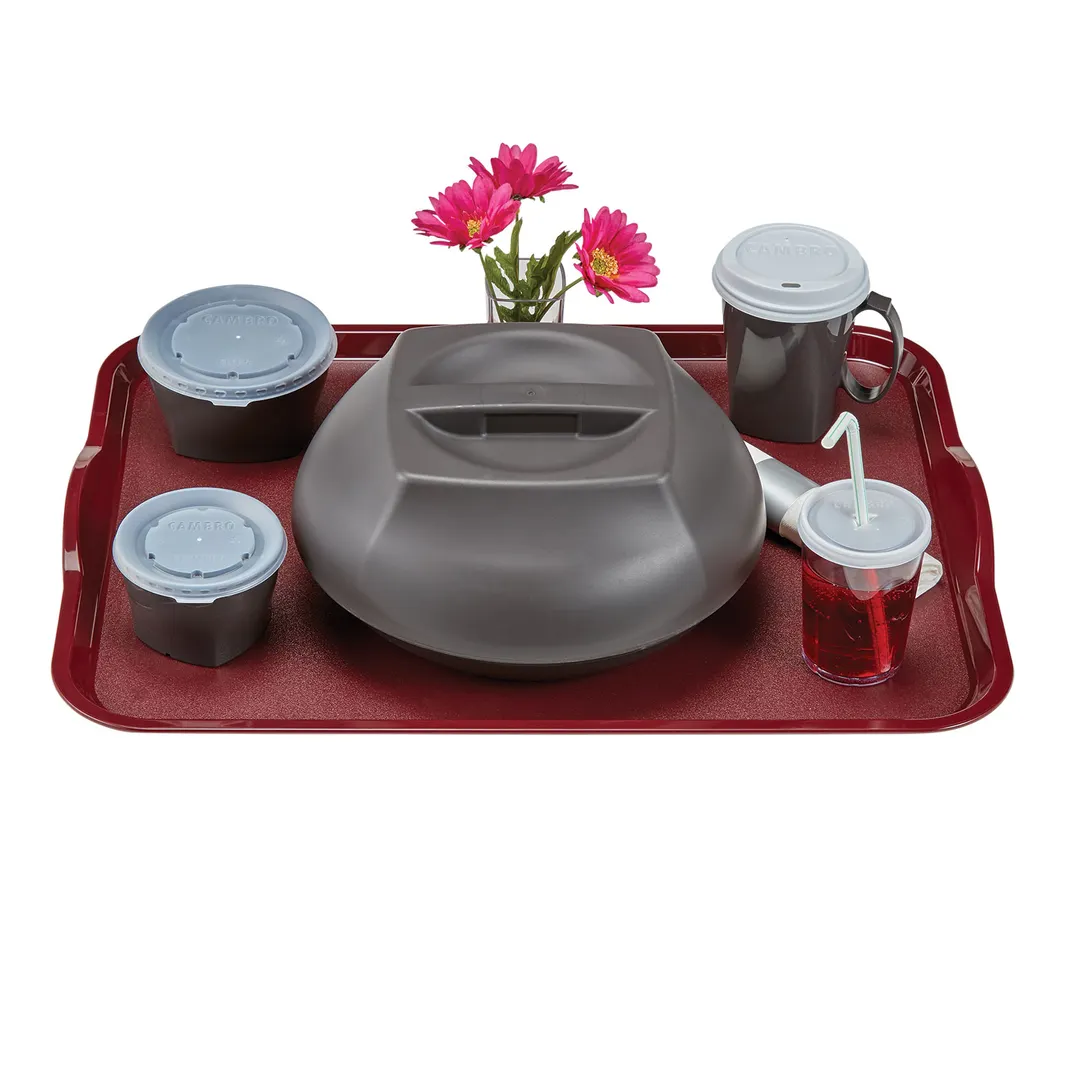 Camwear Cambro 1520CWNSH488 Tray, 15" x 20", Dark Cranberry PC, Non‑Skid Lugs, NSF, Dishwasher Safe
