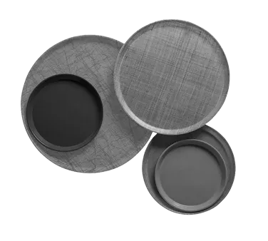 Cambro 1550302 16" Round Fiberglass Tray, Wood Design, Low Profile, Dishwasher Safe, NSF