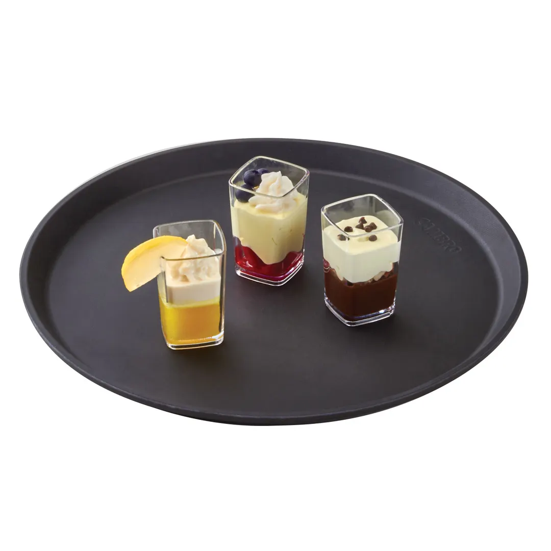 Cambro 1600CT110 - Round 16" Non‑Skid Serving Tray, Black Satin Fiberglass, Dishwasher‑Safe, NSF, Made in USA