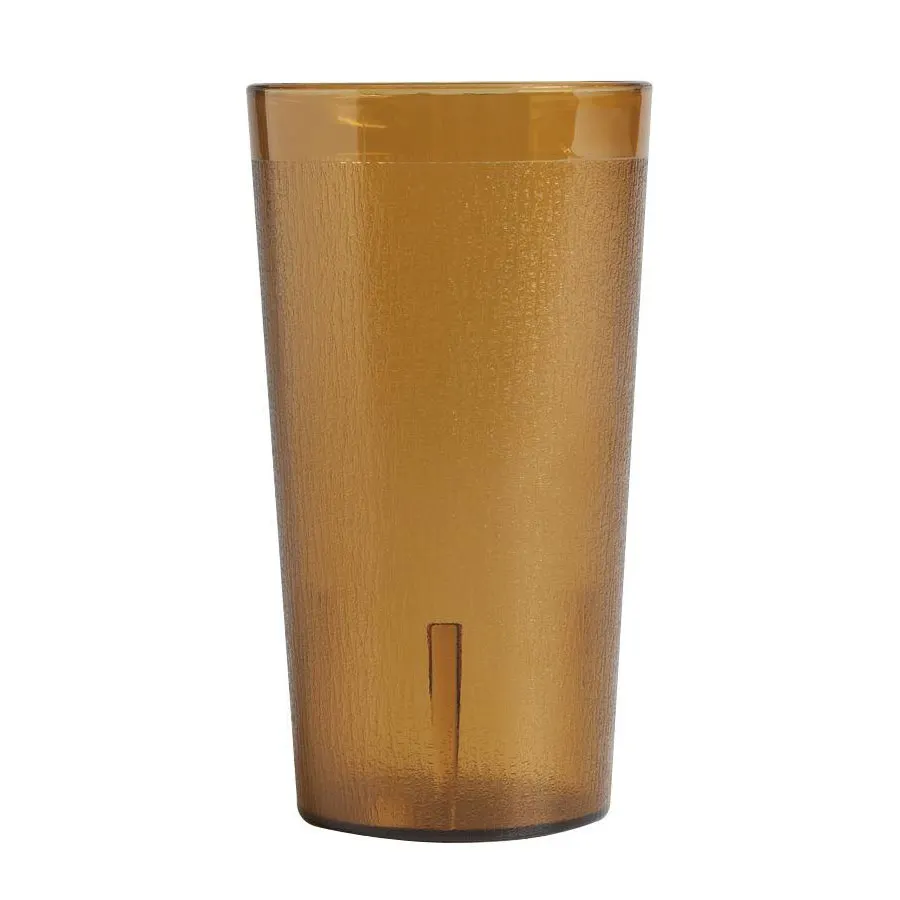 Cambro 1600P153 - 16.4 Oz Amber SAN Tumbler, 3-1/8" Top, Textured, Dishwasher Safe - 72/Case