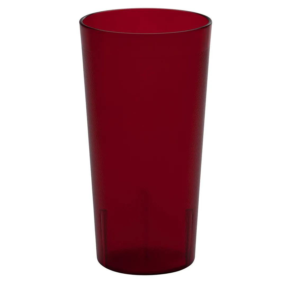 Cambro 1600P2156 - 16.4 oz Ruby Red Textured SAN Tumbler, 3-1/8" Dia, Sani‑Rim Lip - 24/Case