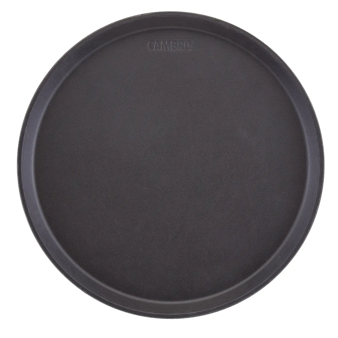 Cambro 1600TL110 - 16" Round Non‑Slip Serving Tray, Black Satin Fiberglass, NSF Certified, Dishwasher Safe, Stacking Lugs