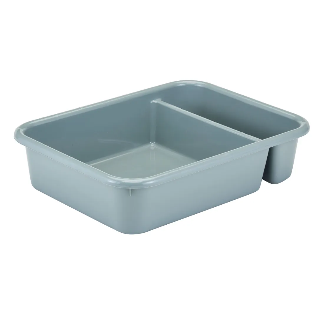 Cambro 1621CBP180 Cambox® 2-Compartment Bus Box, 15-5/8" x 20-1/2" x 4-7/8", Hi-Gloss Light Gray Plastic