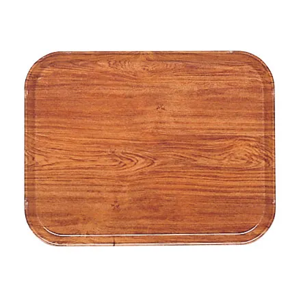 Cambro 16225309 Rectangular Tray, 16½" x 22½" Fiberglass, Wood Design Java Teak, Dishwasher Safe
