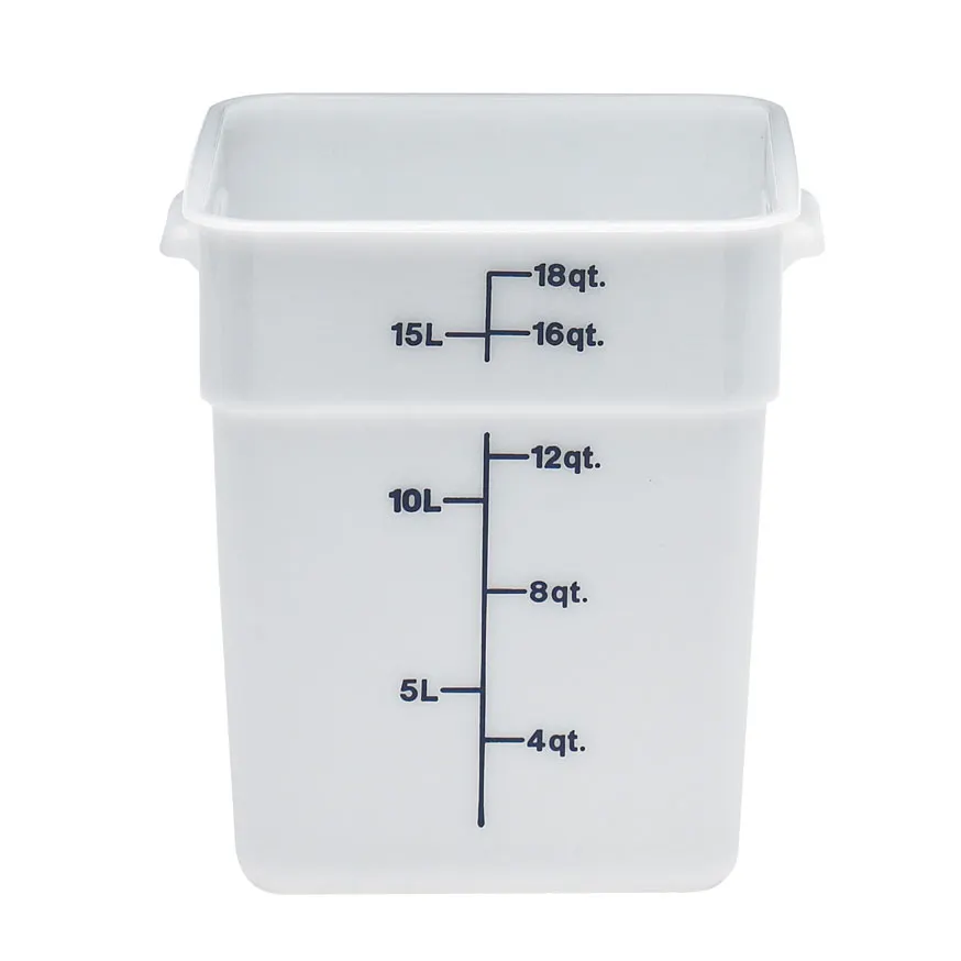 Cambro 18SFSP148 CamSquare 18‑qt Square Container, 11‑1/4"L×12‑1/4"W×12‑5/8"H, White PE
